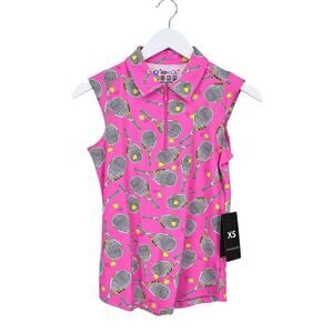 IBKUL Women's Sleeveless 1/4 Zip Polo Tennis Top Venus Hot Pink Size XS NWT